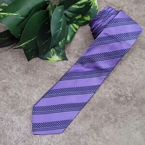 Ike Behar Two-tone Purple Striped Men's 100% Silk Classic Necktie NEW